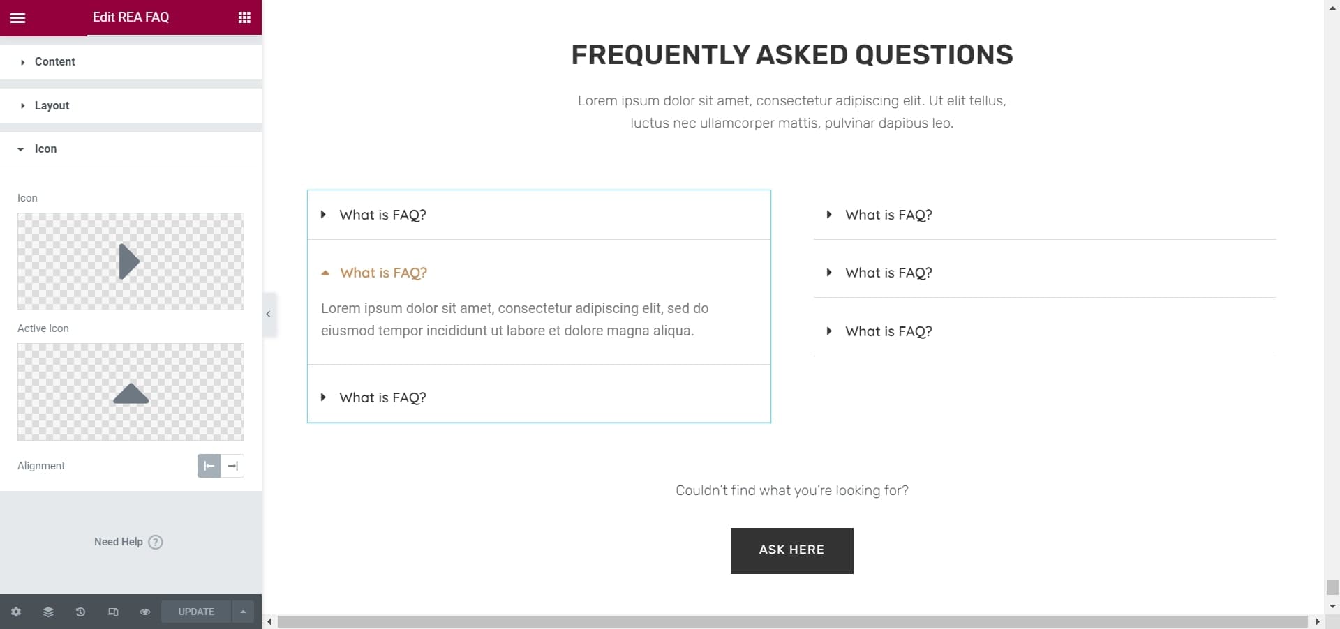 REA FAQ Widget Demo Screenshot 2