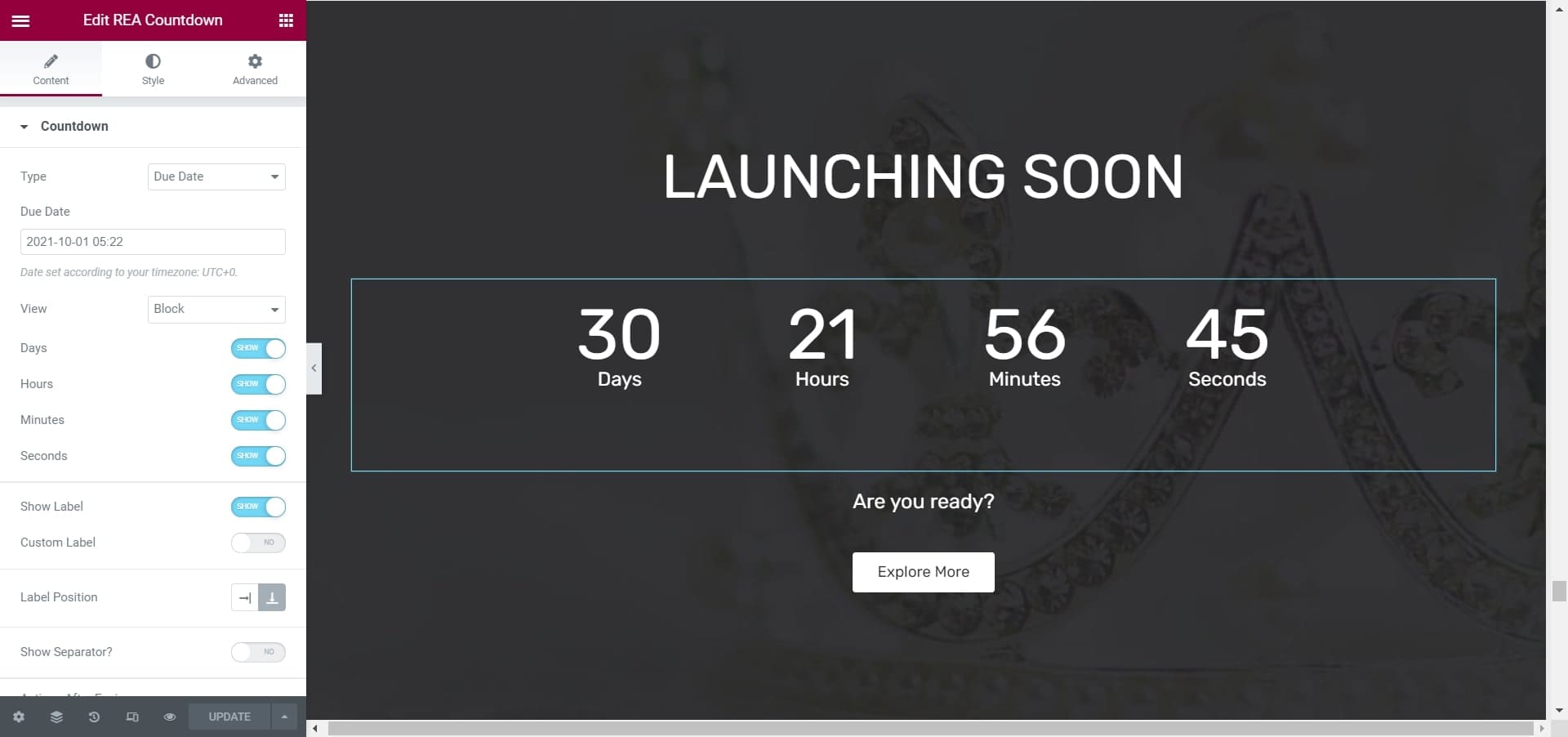 countdown clock widget for website