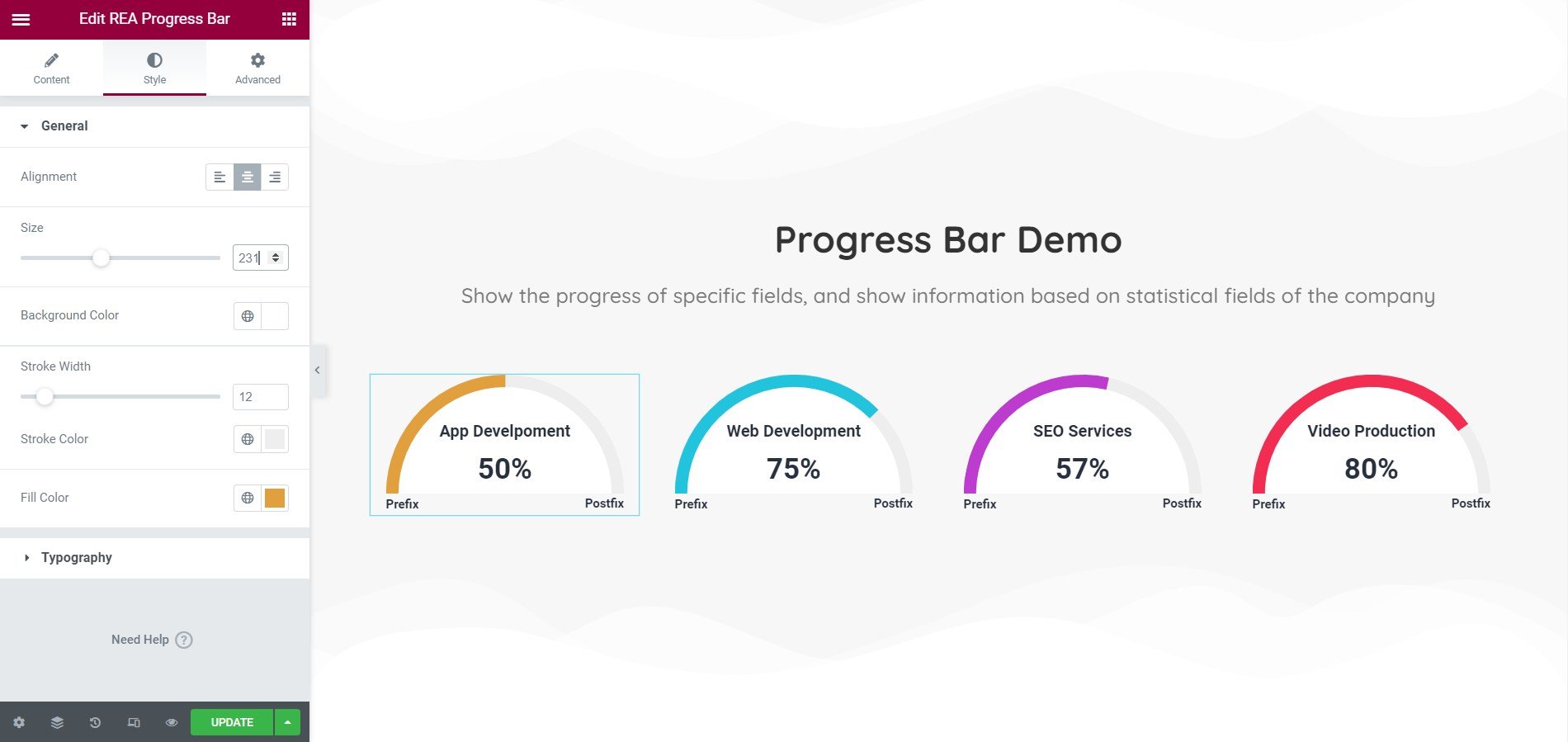 elementor progress bar