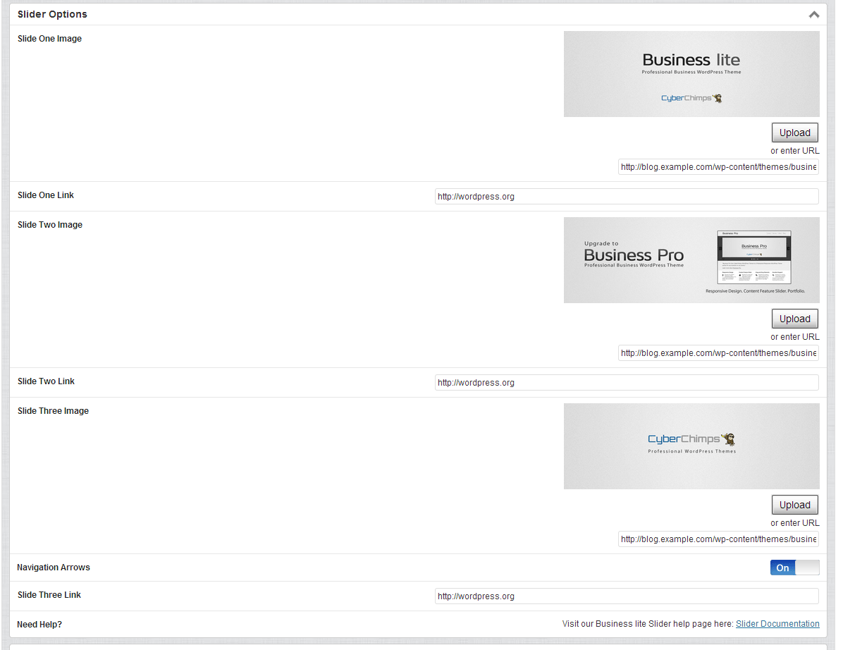 Business lite Slider Options