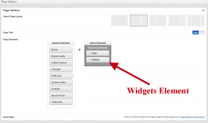 Widgets Element in Page Options