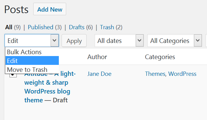 Bulk edit posts in WordPress