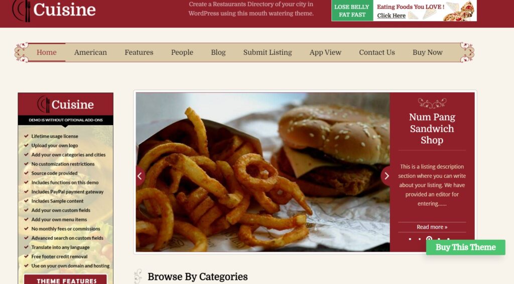 Cuisine Directory WordPress theme