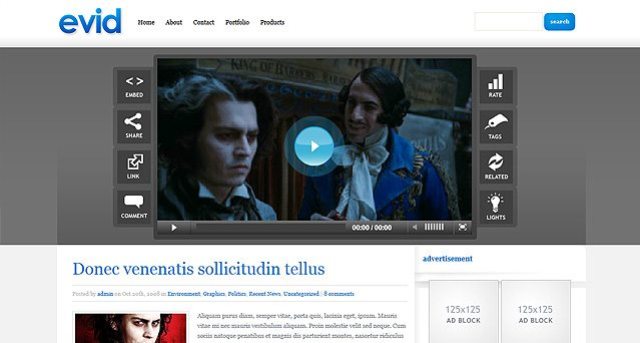 video WordPress theme with functions for bloggers