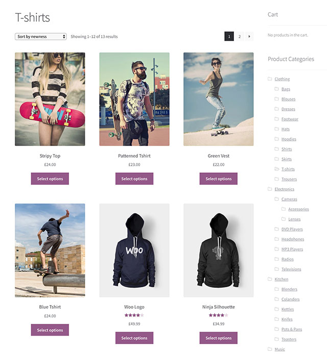 Typical WooCommerce Store Layout