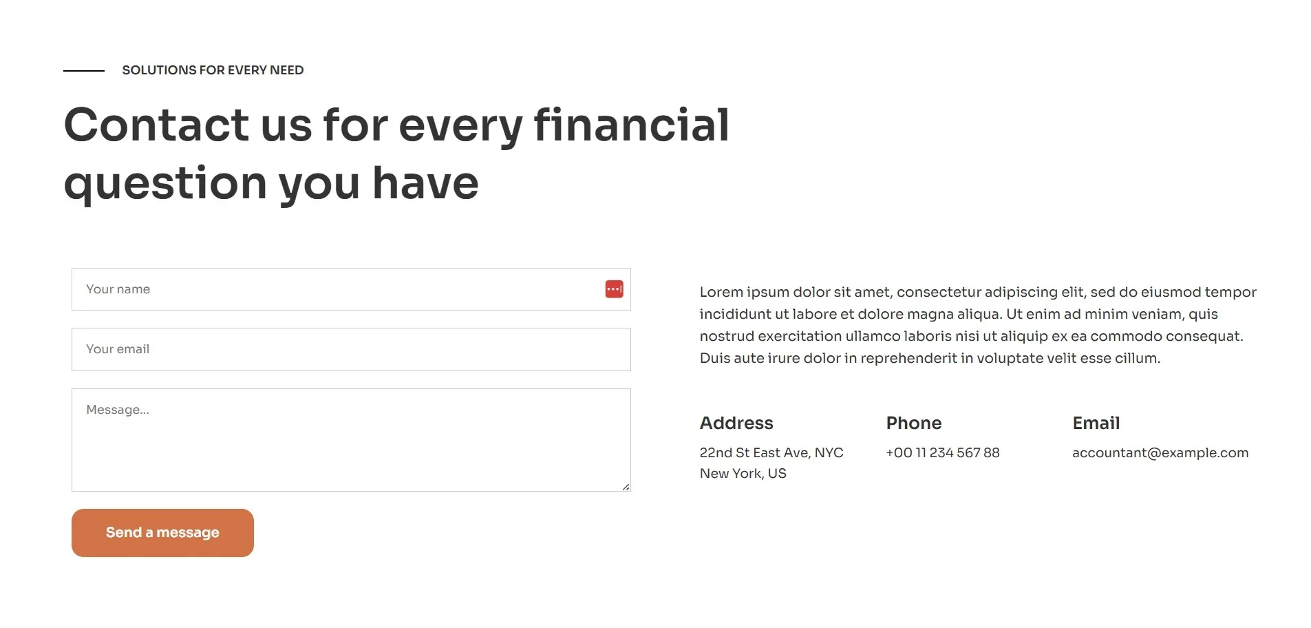 Accountant Contact page