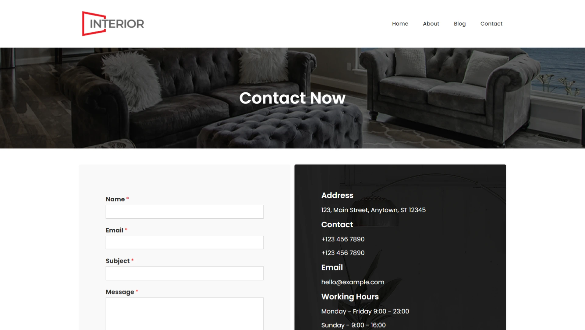 interior design template - Contact Page