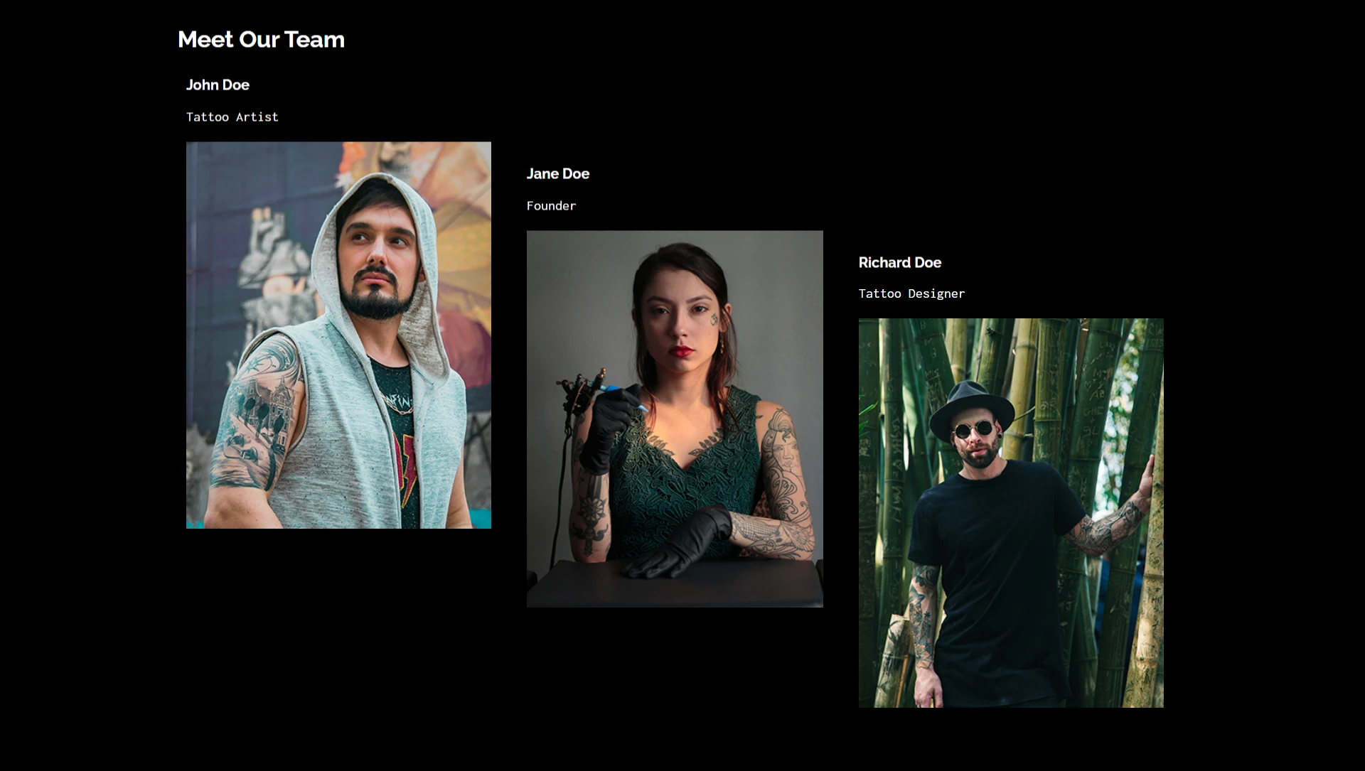 Tattoo Shop Artists Page Divi Layout by Elegant Themes