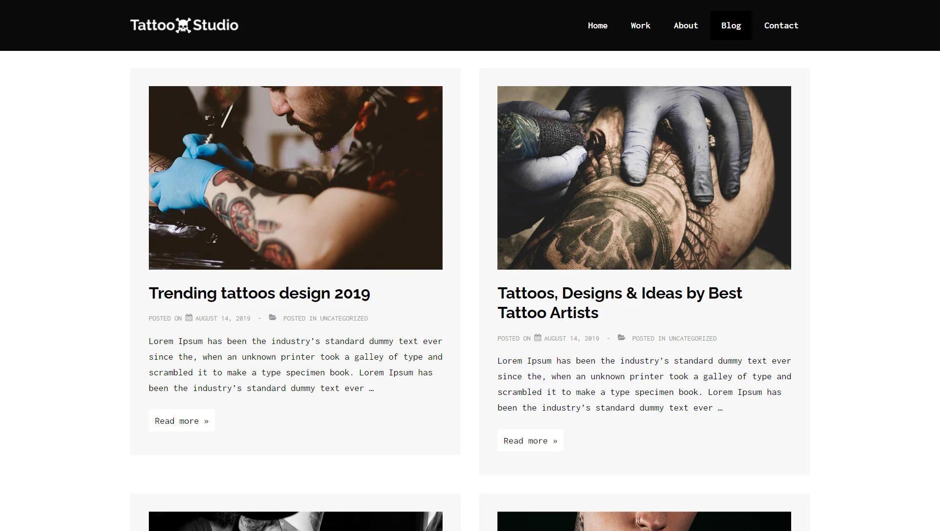 Tattoo studio WordPress website