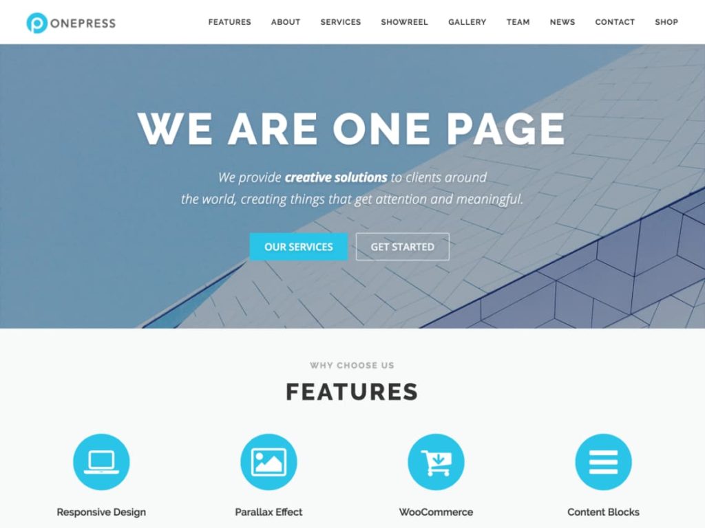 OnePress- best free wordpress themes for business