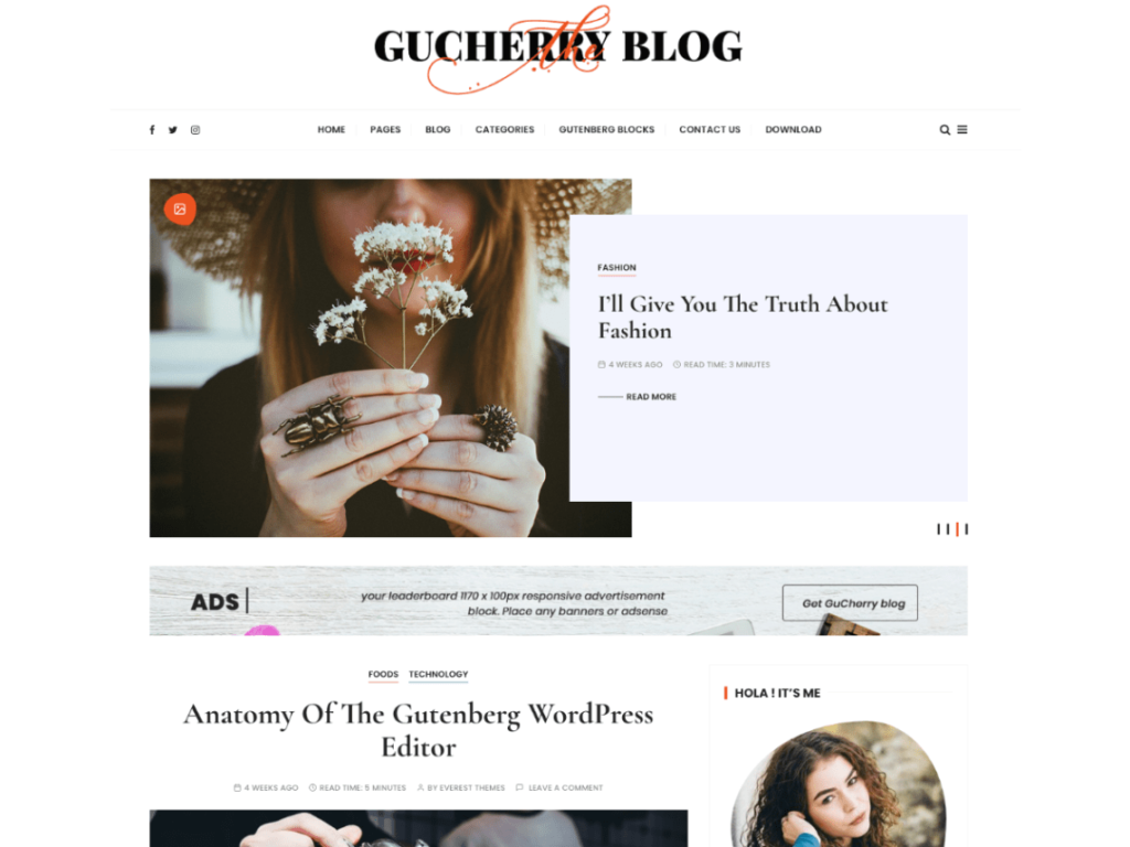 GuCherry Blog- Free WordPress Blog Theme