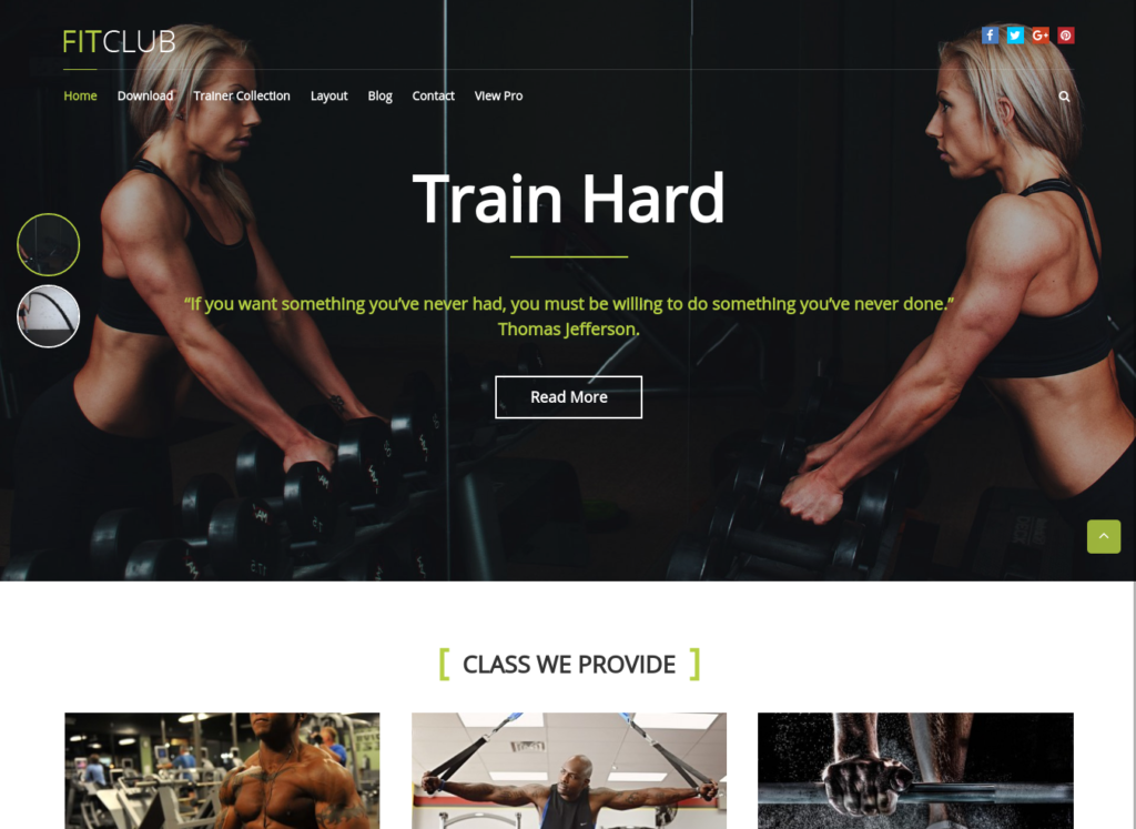 Fitclub fitness WordPress theme