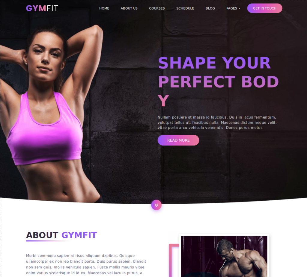 Gymfit fitness WordPress theme