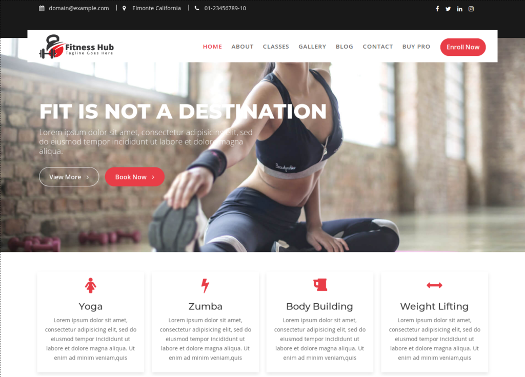 Fitness hub fitness WordPress theme