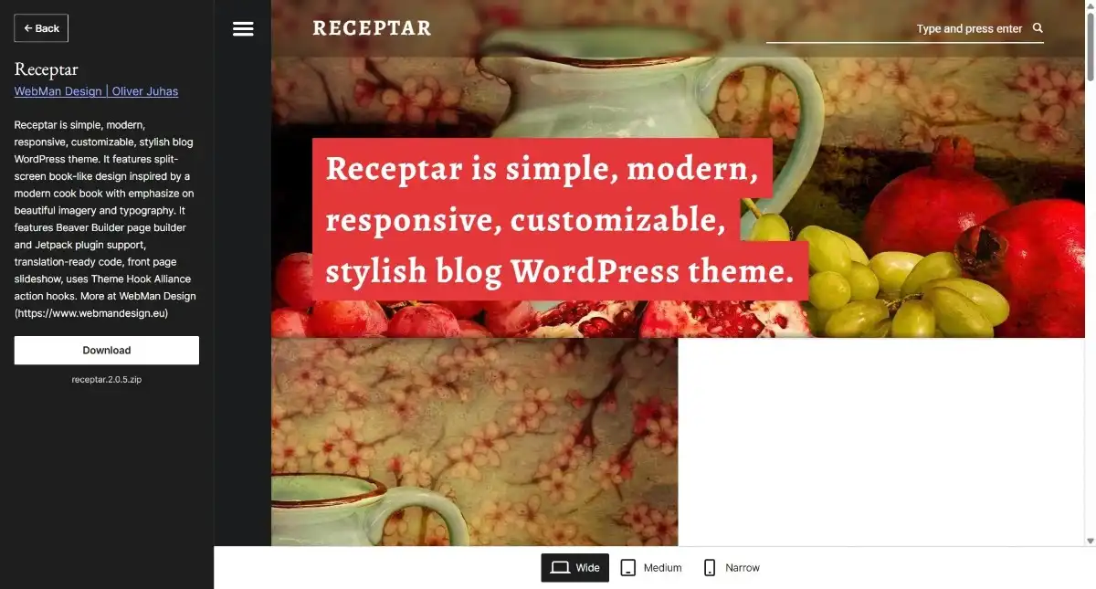 Receptar WordPress Theme