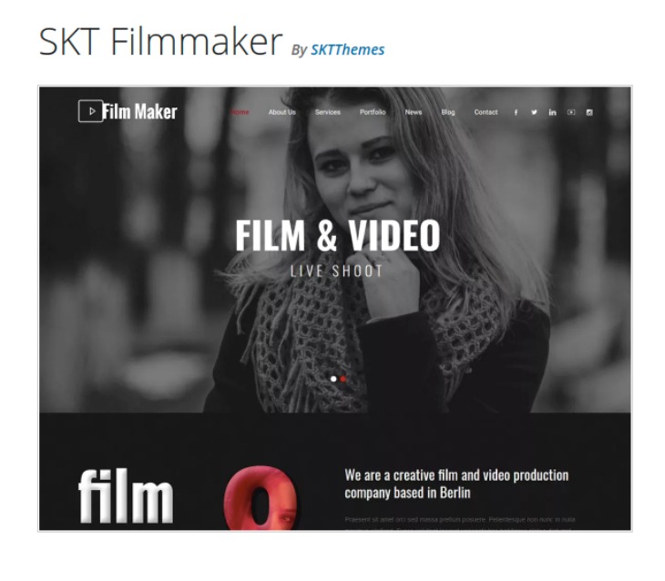 SKT Filmmaker WordPress video themes