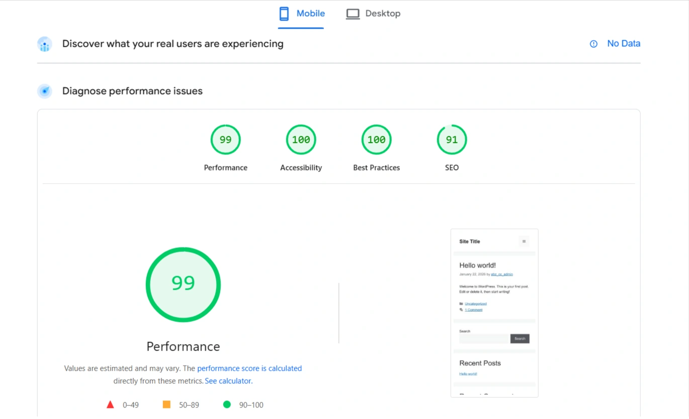 generate press page speed insight