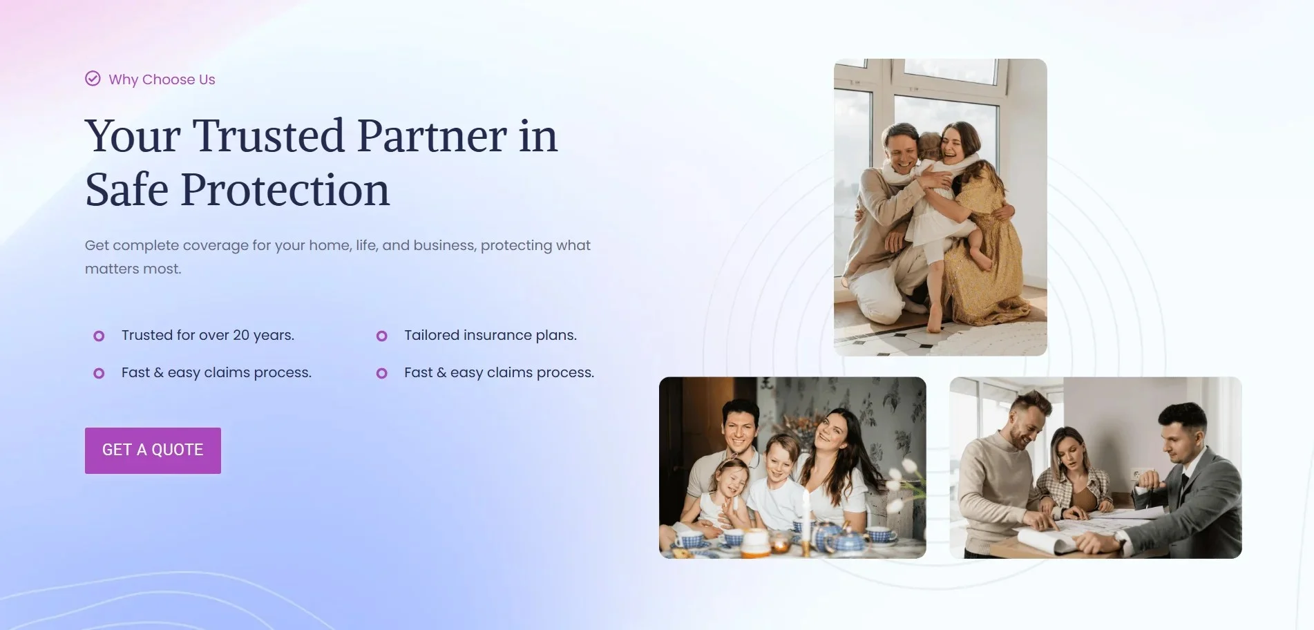 Insurance website About page