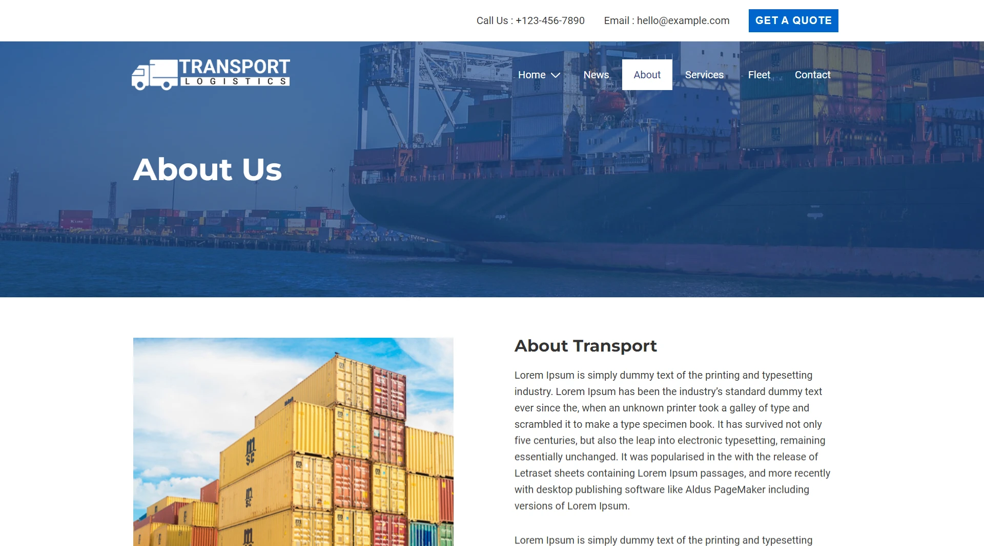Transport WordPress website