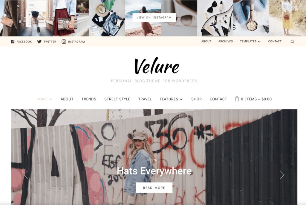 Velure - WordPress theme for bloggers