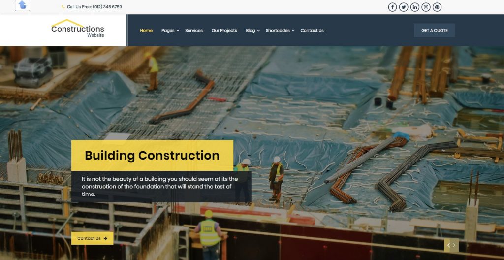 Nirman Construction- Free WordPress construction theme