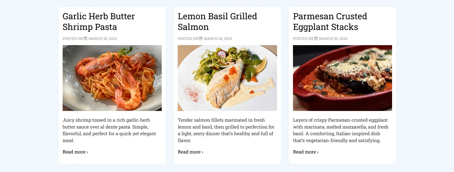 Food-Blogging Recipes page