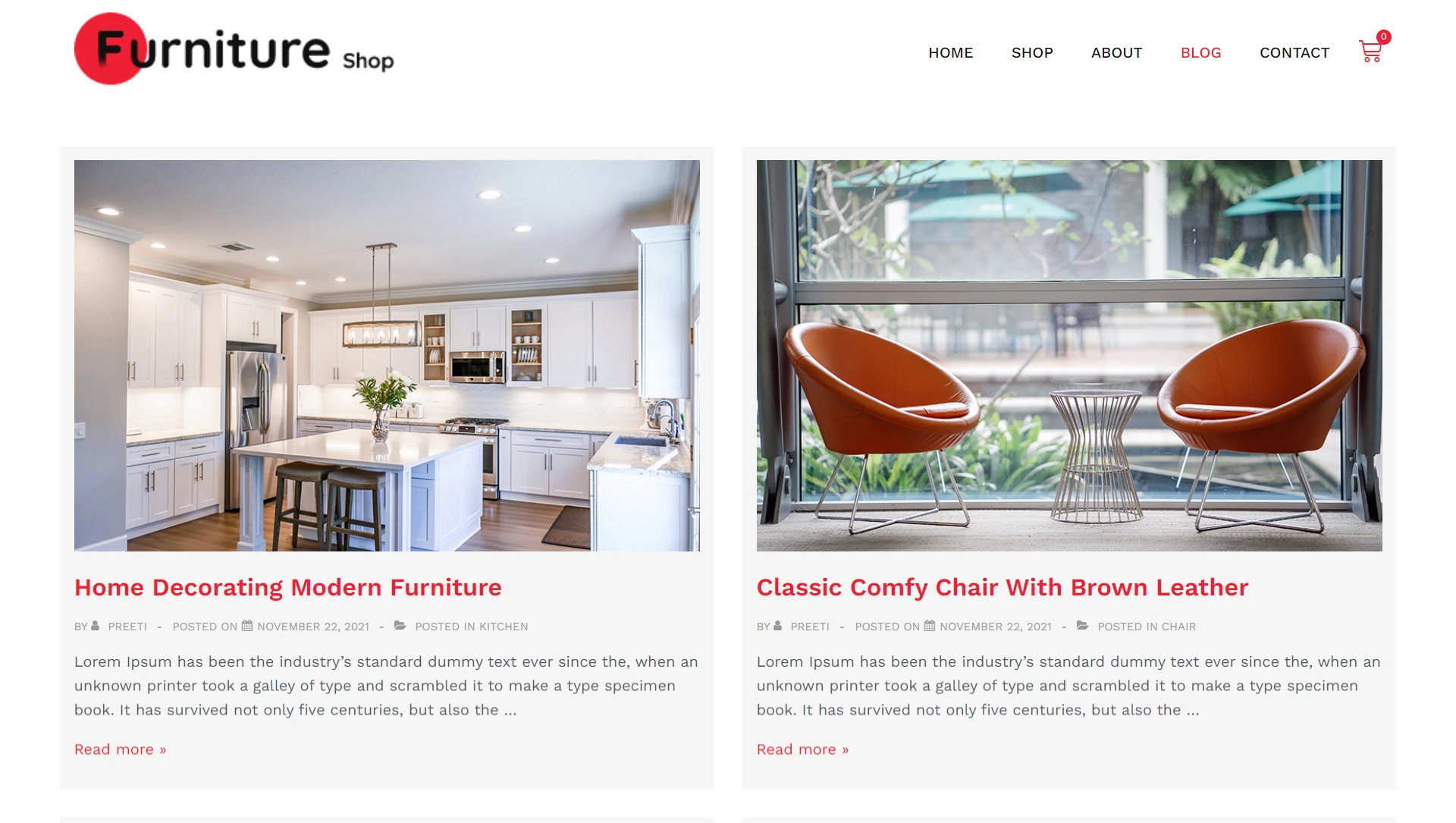 furniture shop website template