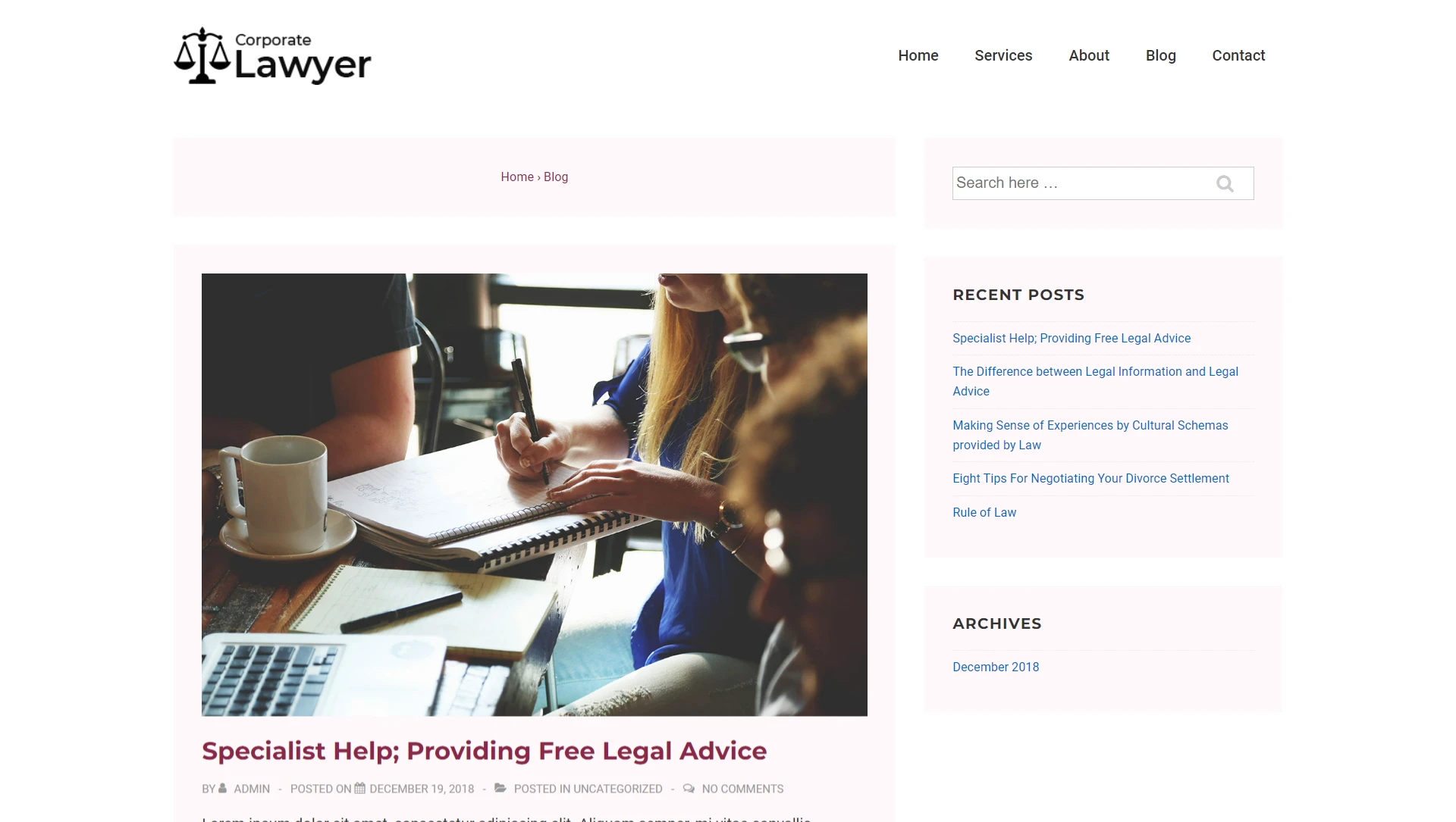 Lawyer WordPress Template