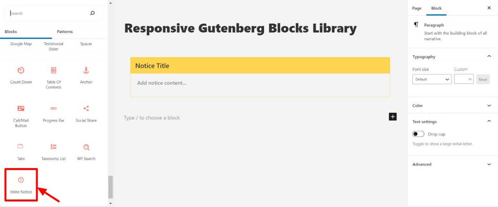 Gutenberg Inline Notice Block