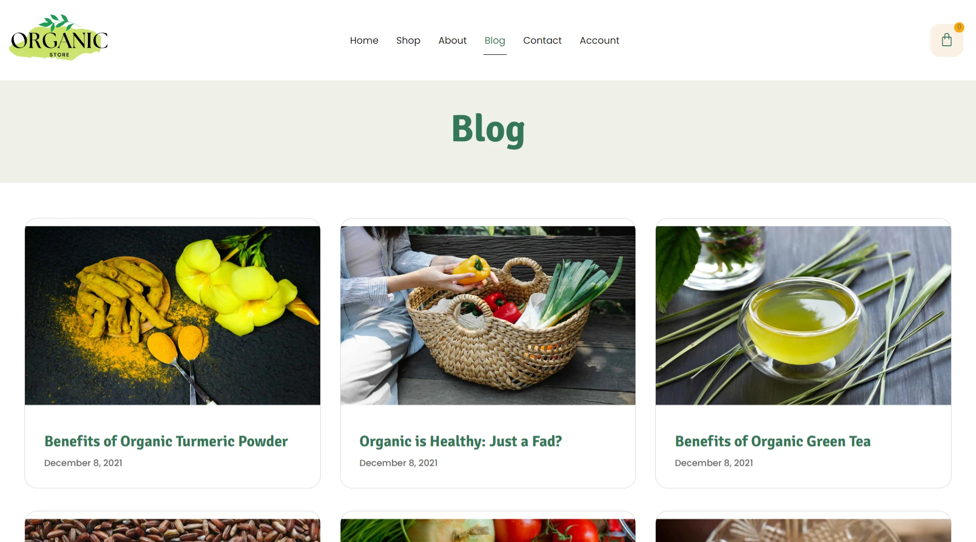 Organic products website template - Blog