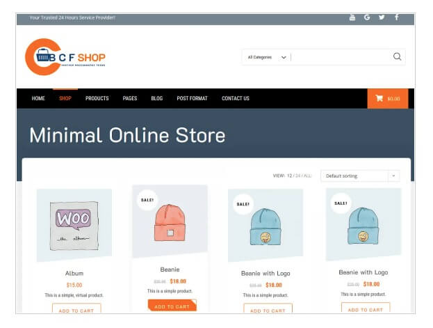BCF Shop E-Commerce WordPress theme