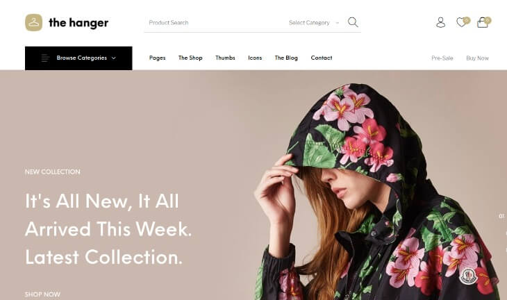 The Hanger E-Commerce WordPress theme