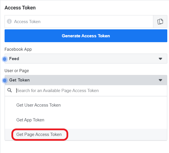 Get page access token - Facebook feed