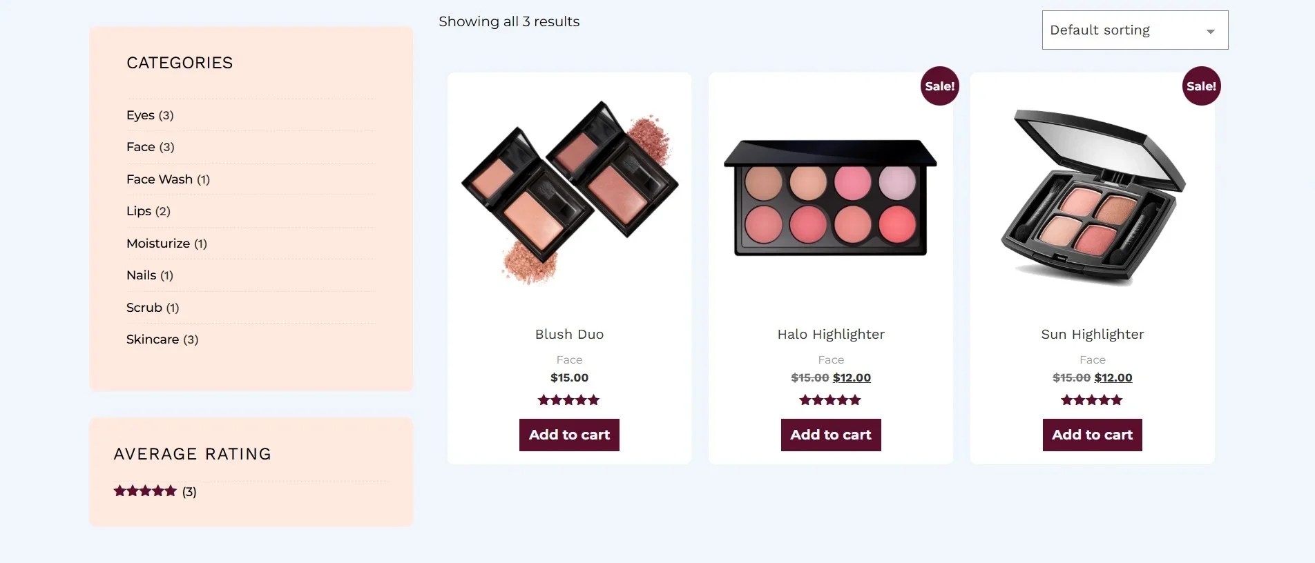 Makeup-Pro Face shop page