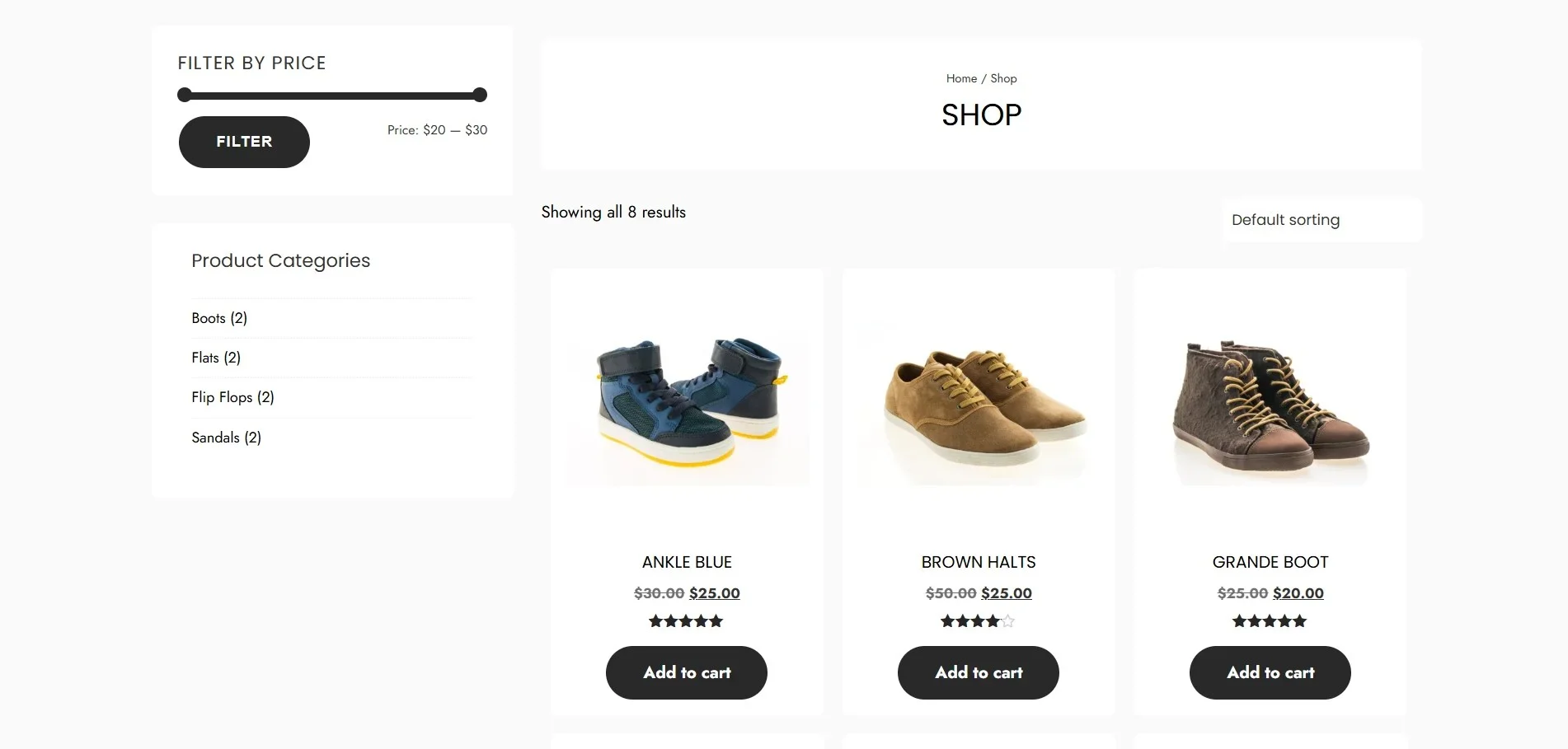 Chimpshoes Product listing page