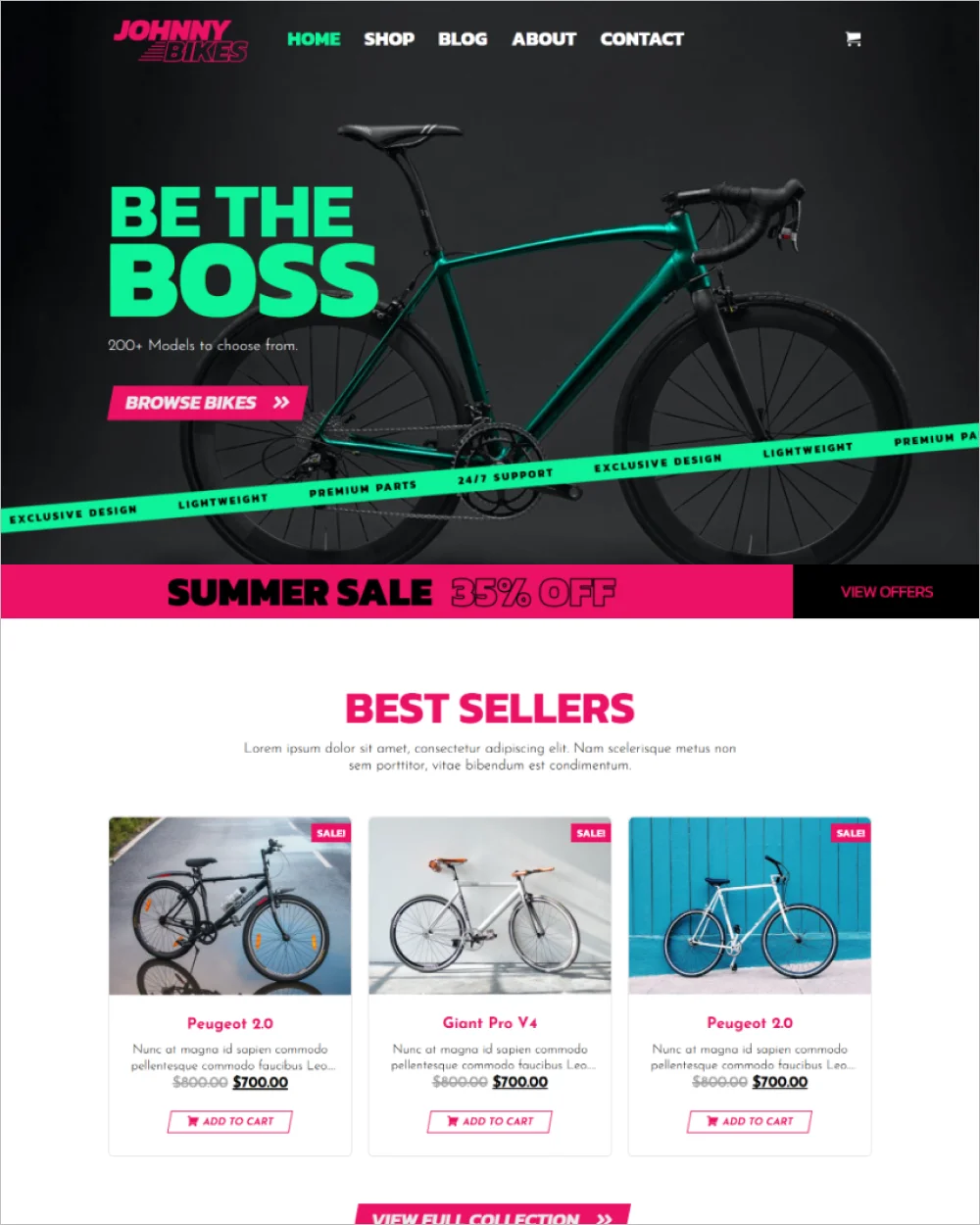 Johnny Bikes WordPress Template