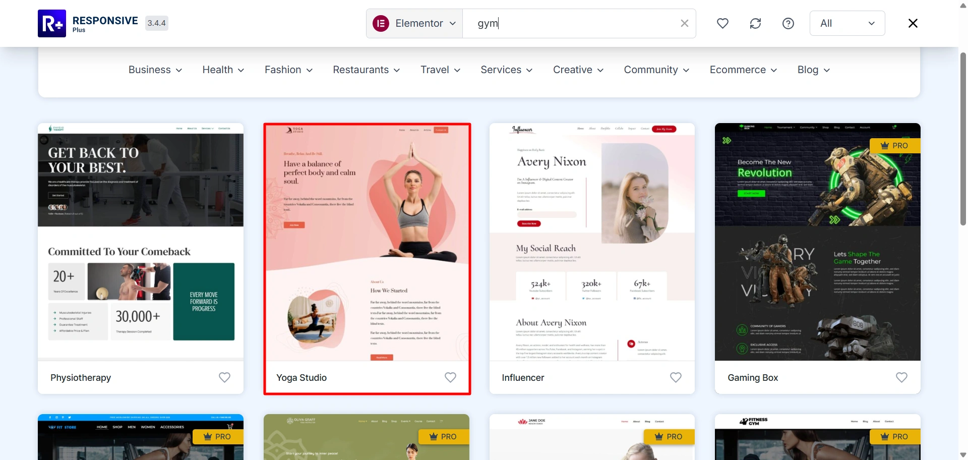 Import the ready site template
