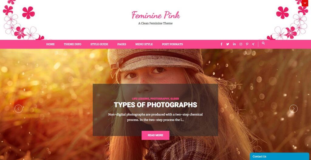 Feminine Pink WordPress Theme