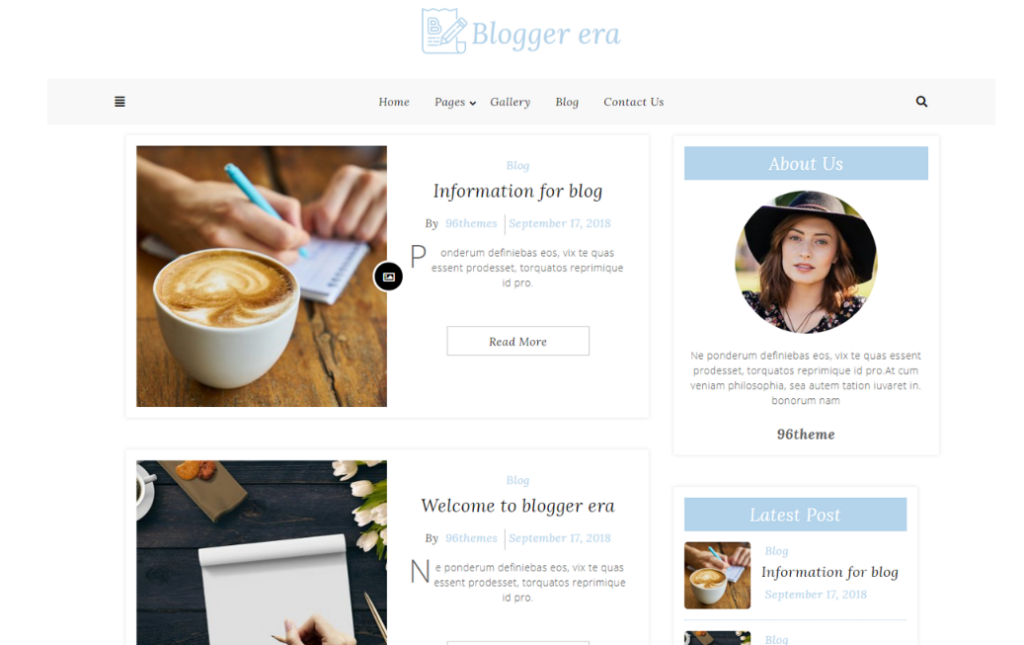 Blogger era wordpress theme