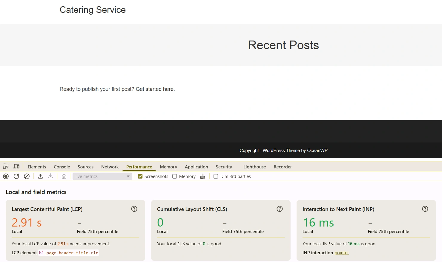OceanWP theme score