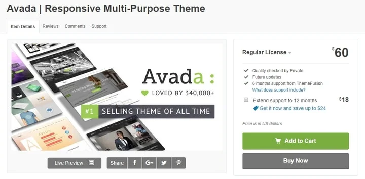 Avada WordPress theme with a Slider