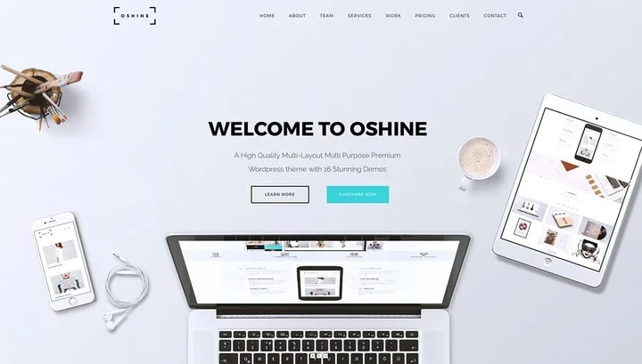 Oshine WordPress Theme with slider