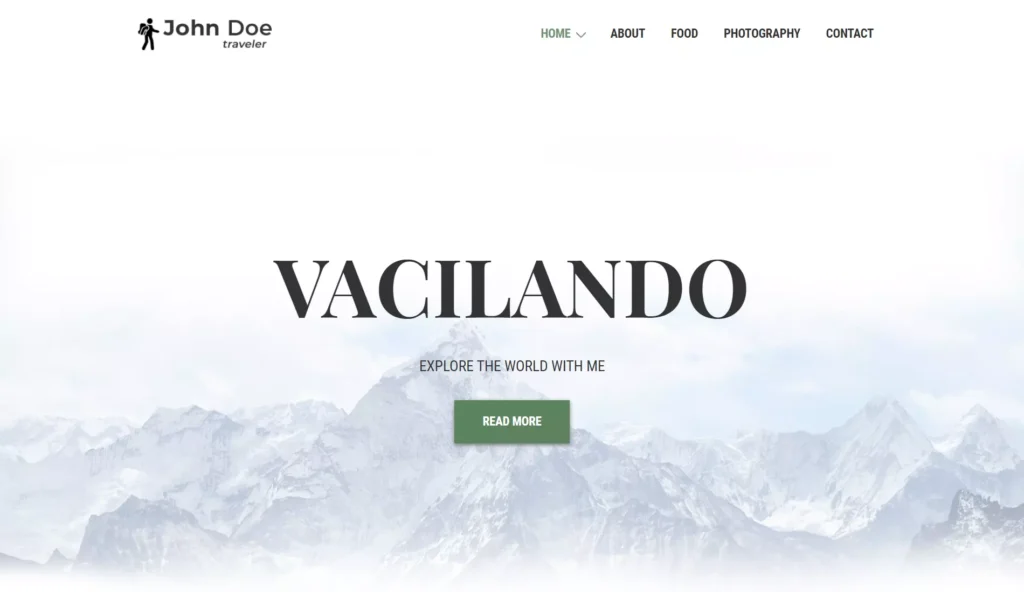 Vacilando WordPress theme with slider