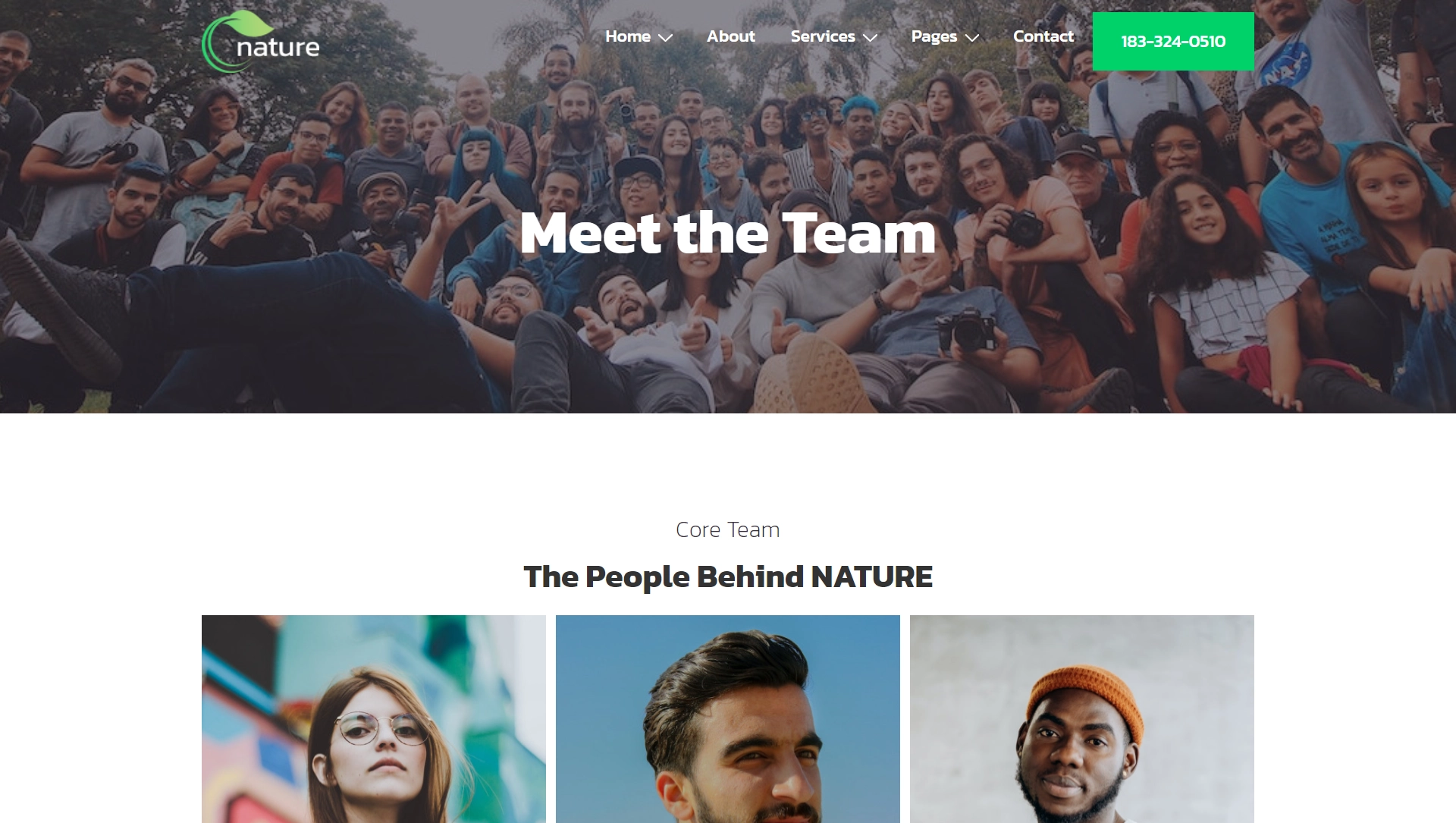 nature template - team page