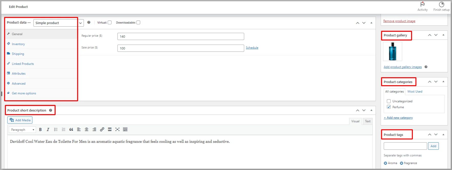 Product categories and tags