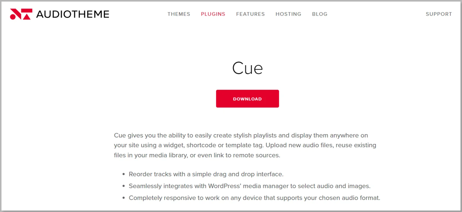 Cue — WordPress Audio Playlist Plugin by AudioTheme