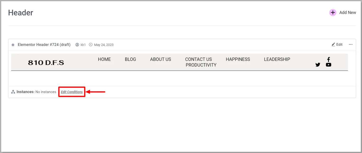 Click on Edit Conditions
