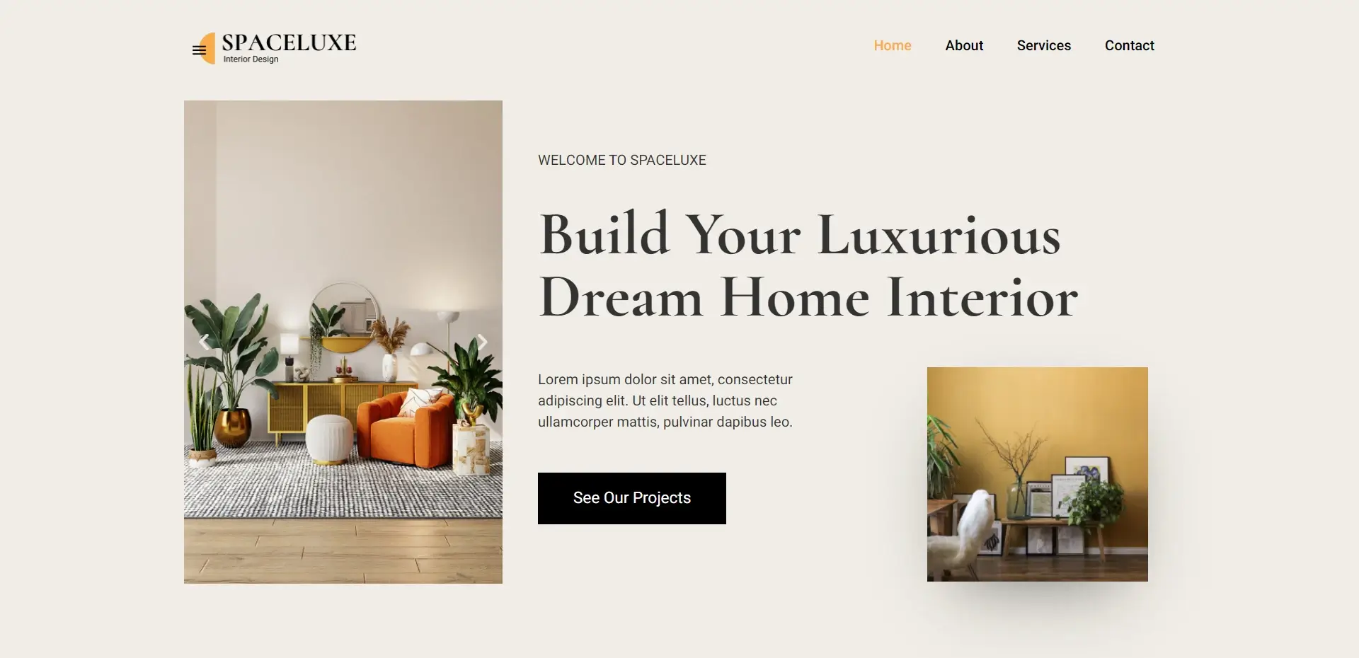 interior design website template