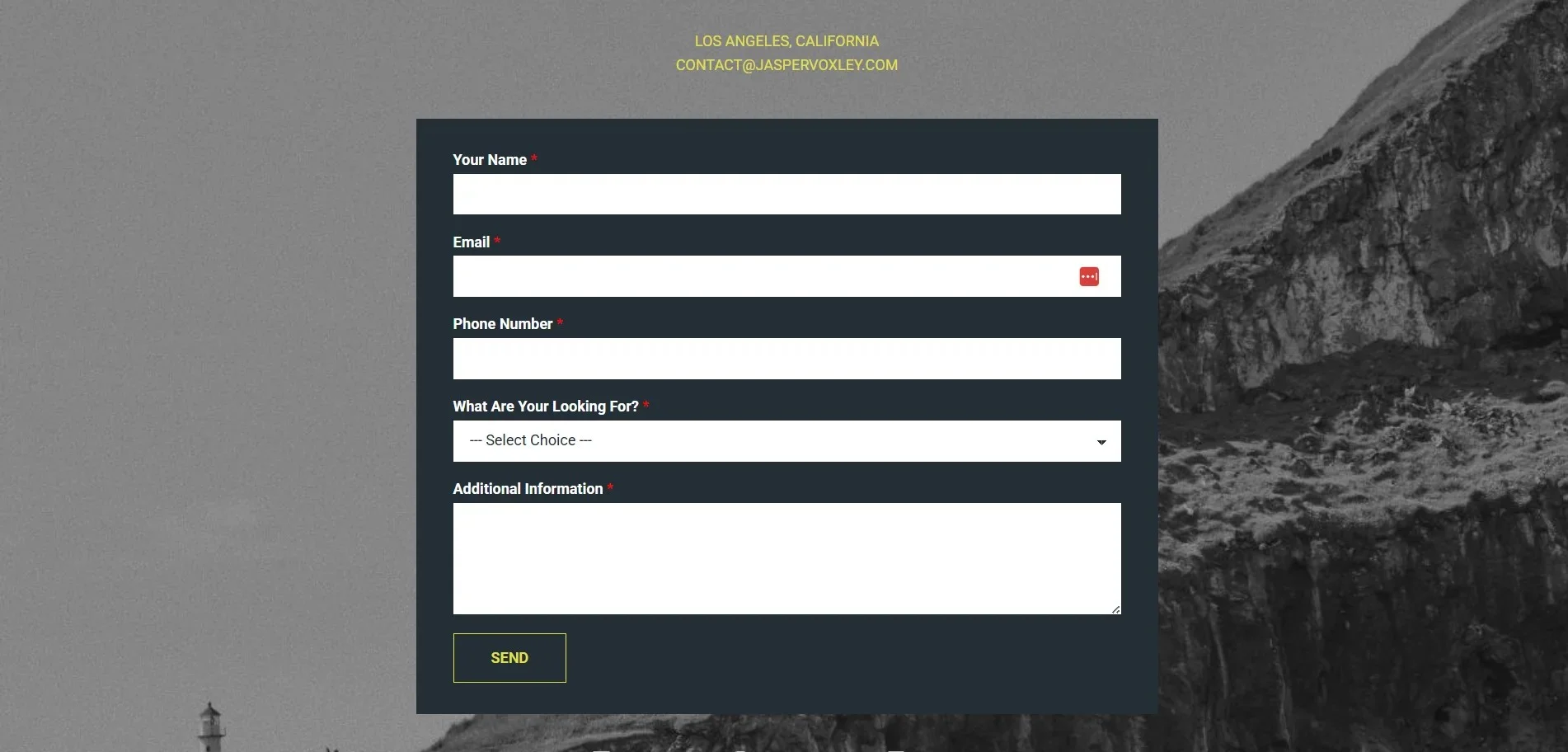 Public speaker Contact page