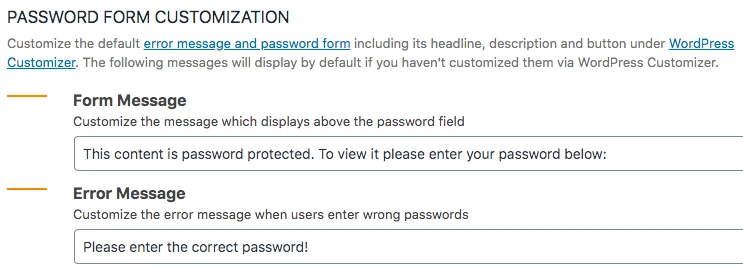 Password form customization